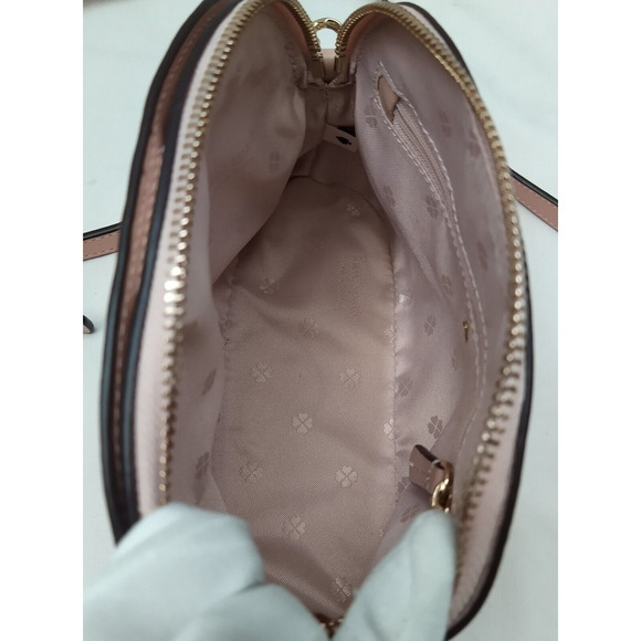 Kate Spade New York Pink Hearts Leather Zipper Closure Chain Strap Crossbody Bag - Picture 10 of 16